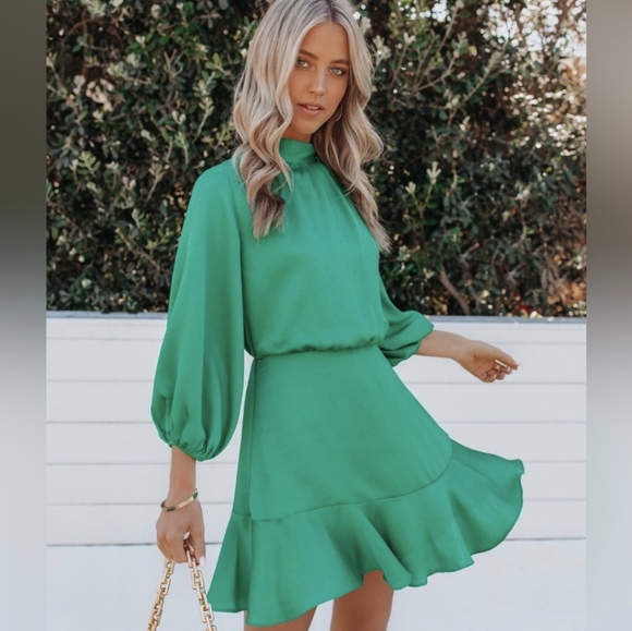 Vici Dresses & Skirts - Vici Call Me Angel Satin Green Mini Dress Medium